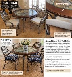 Round Glass-Top Dining Table & 4 Chairs – $60