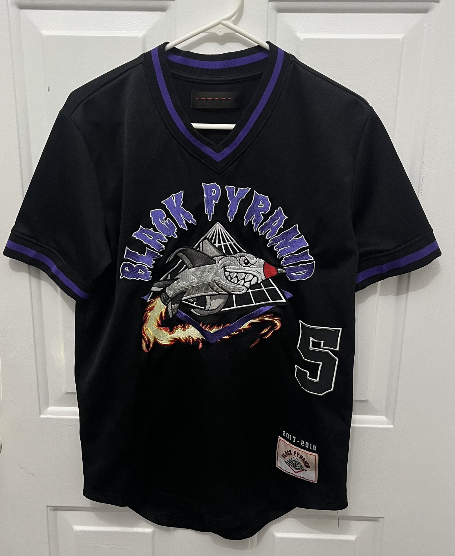 Black Pyramid Outta Here Shark #5 Embroidered Jersey - Size S