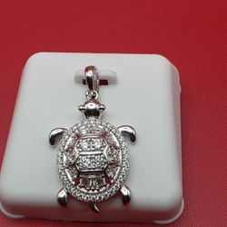 🐢 Moissanite Turtle Pendant | Solid 925 Silver | Rhodium Finish 🐢