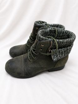 Olive Green Lace Up Boots
