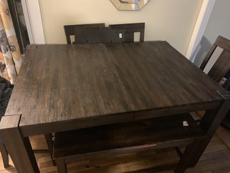 Kitchen table with chairs and bench