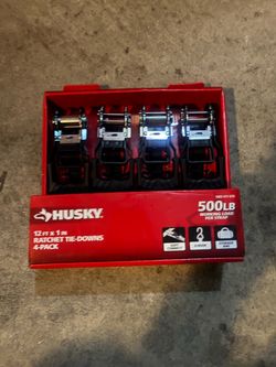 Husky 12 ft x 1 in Ratchet Tie-Downs 4-Pack