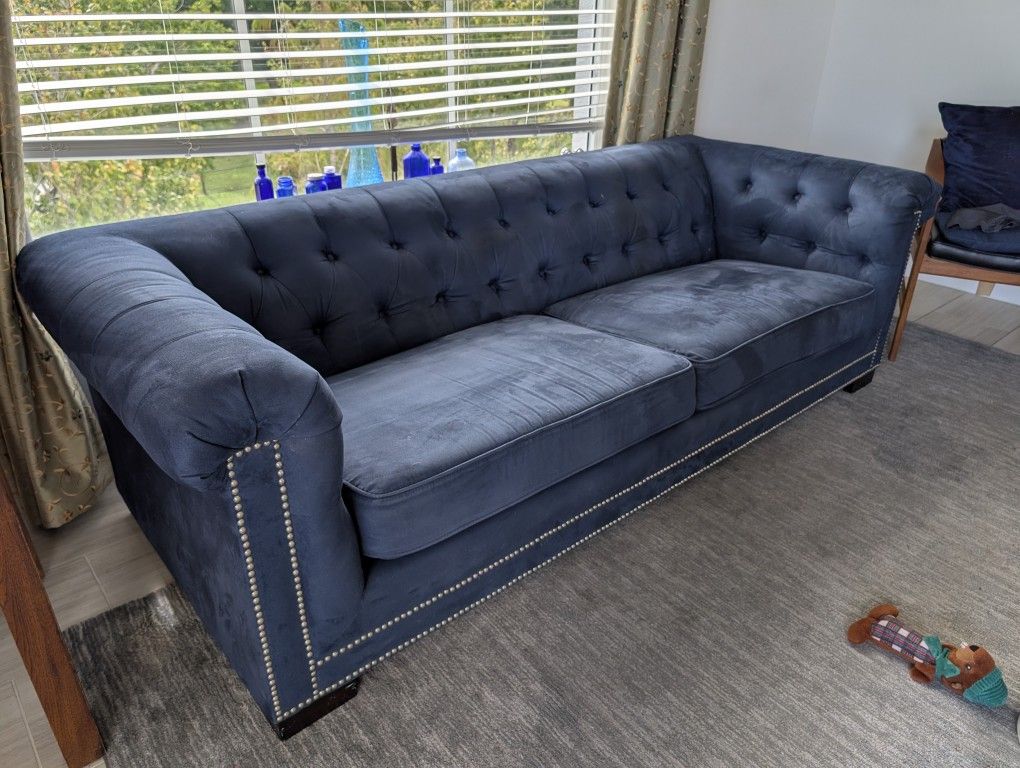 Blue Velvet Chesterfield Couch