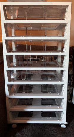 Vtopmart Clear 8 Tier Rolling Cart with Drawers