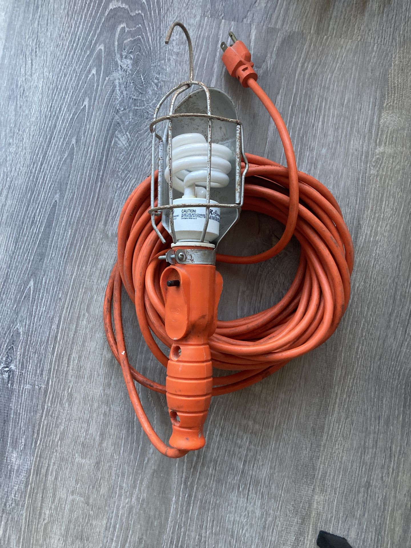 75-Watt 60ft Incandescent Portable Heavy Duty Guarded Light with Hook
