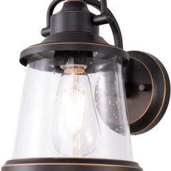  Outdoor Wall Lantern, Wall Sconce as Porch Lighting Fixture, E26 Medium Base, Metal Housing Plus Seeded Glass, Oil Rubbed Bronze Finish, ETL Rated, B