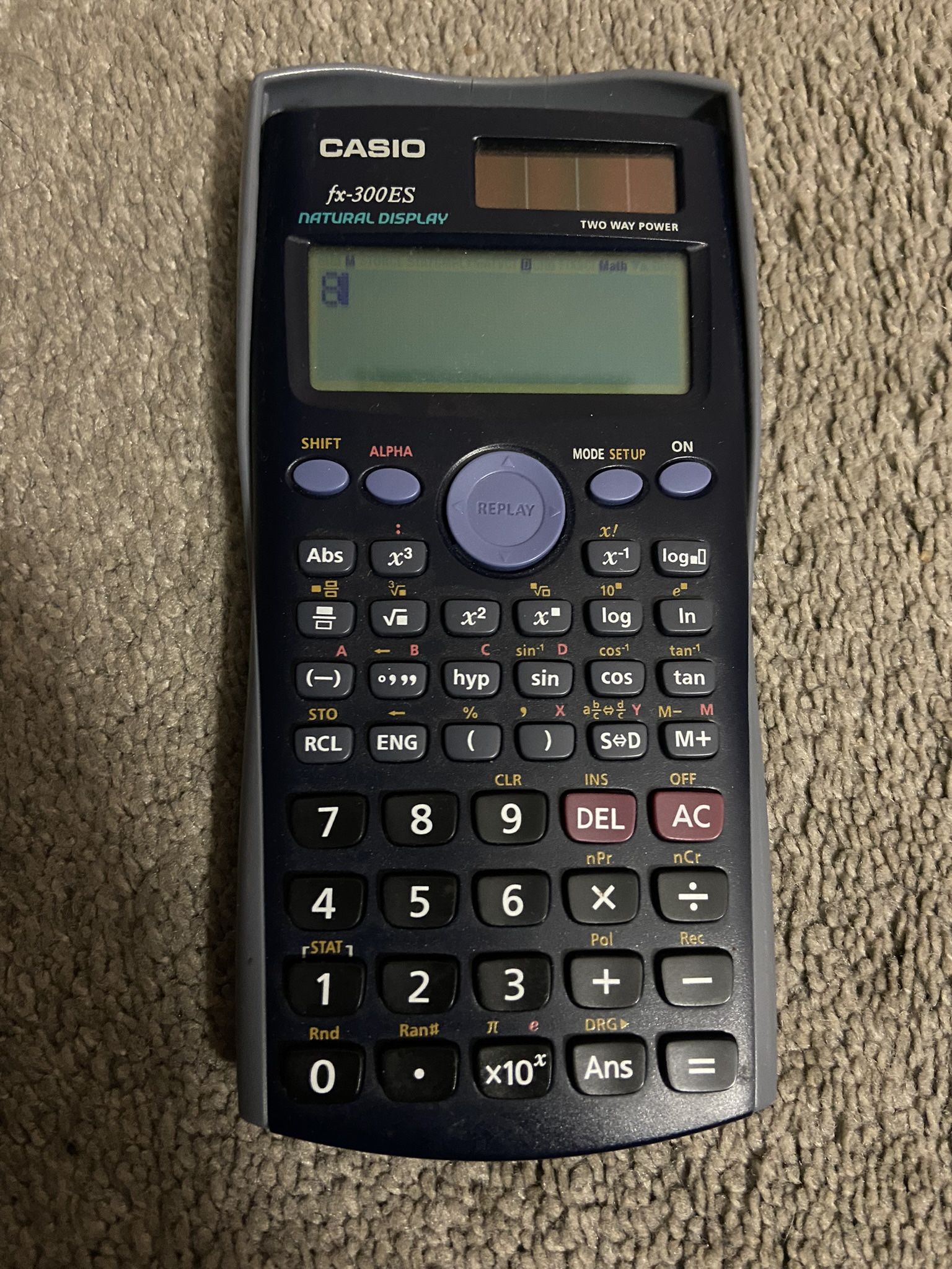 Casio FX-300ES Natural Display Calculator two way power with cover tested