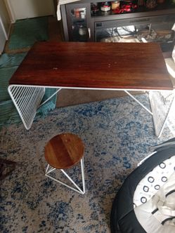 Solid wood table and stool