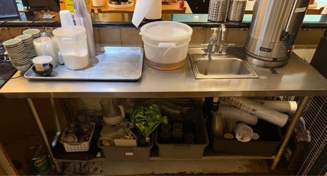 Stainless steel table with sink