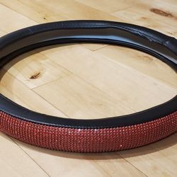 Red Rhinestone Steering Wheel Cover (15" diameter)