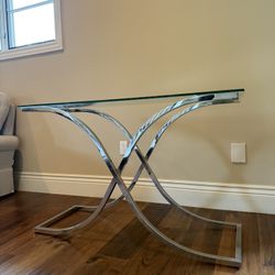 Like New Console Table Glass Silver Metal
