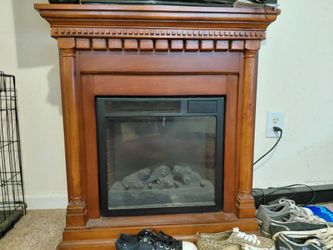 Electric Fireplace with Wood Mantel