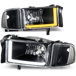 94-01 Dodge Ram LED Switchback Headlights Faros Calaveras Micas Luces 