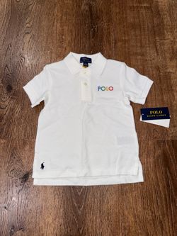 Ralph Lauren white polo shirt with rainbow logo, Size 2 years
