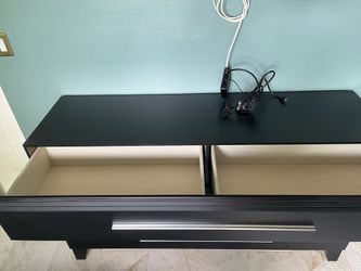 Black dresser, large; 3 long drawers