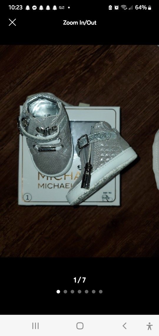 New Michael M.K. Metallic Silver Baby Rio Hightop Crib Shoe Silver Size 1