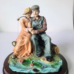 Decorative Vinci Collection Figurine, Old Couple Fishing (Vintage)