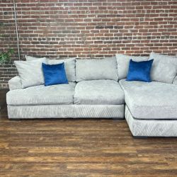 Delivery Available Maceys gray 2pc sectional sofa couch