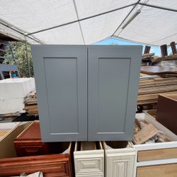 Gray Shaker Style Double Door Wall Cabinet