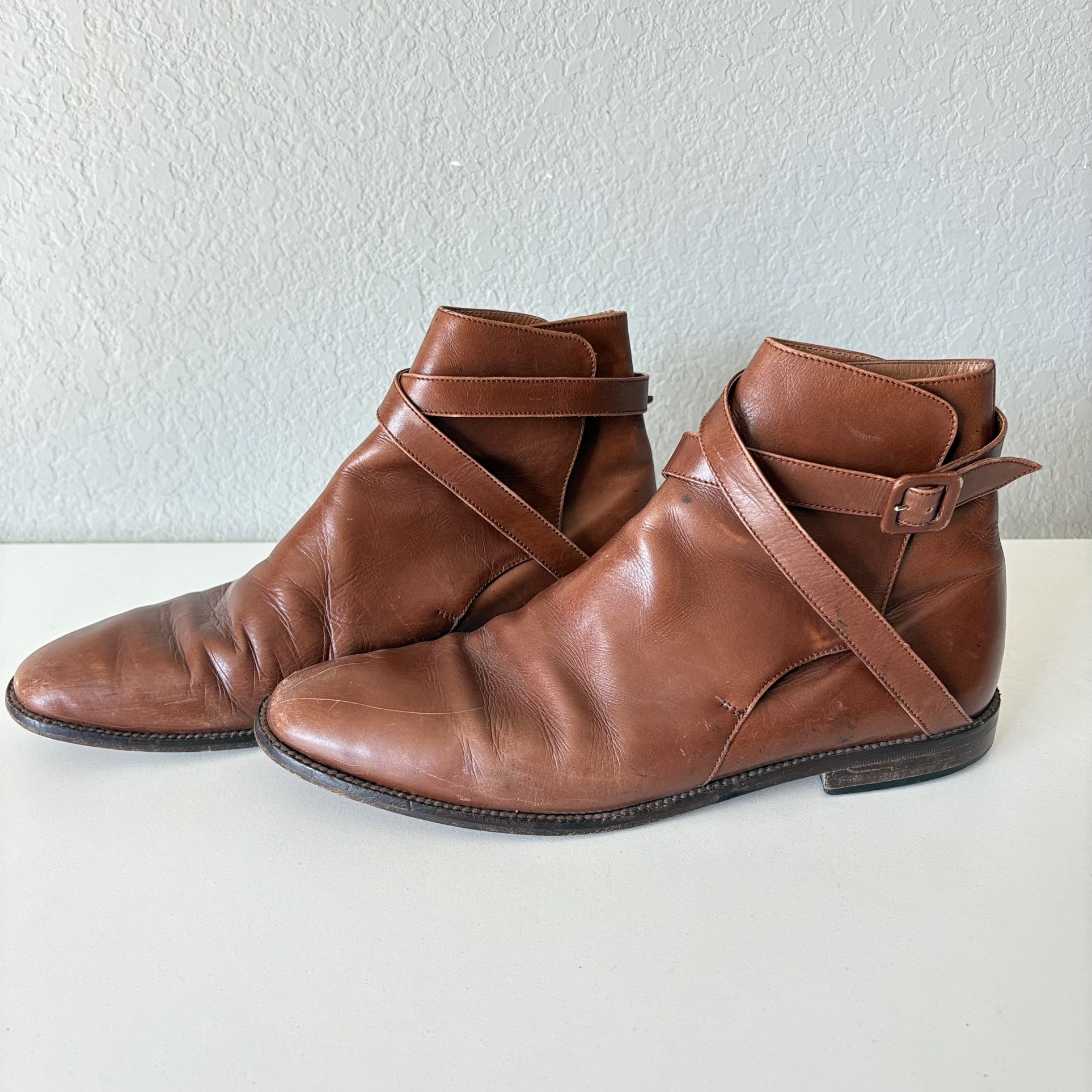 Vero Cuoio Women’s Ankle Boots Strap Size 8.5 A Brown Leather Made in Italy