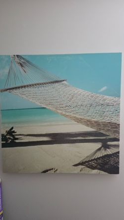 Hammock on Beach 35x35 Canvas
