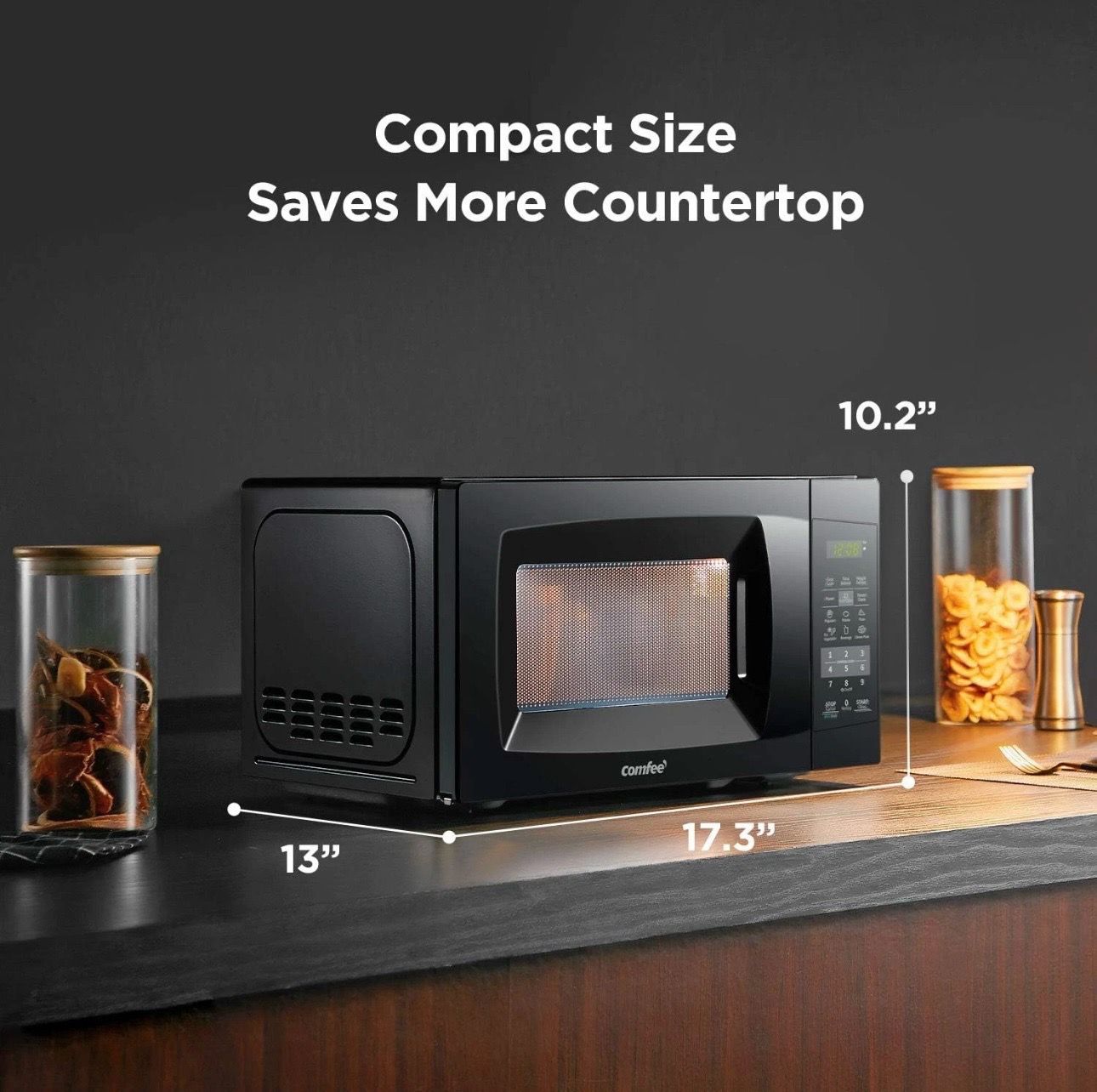 Comfee 0.7 Cu Ft Countertop Microwave with ECO Mode & Sound Control, Black