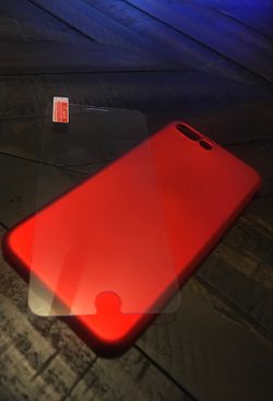 iPhone 7 Plus or 8 plus soft case and tempered glass combo