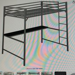 Loft bed with desk (full size mattress included)
