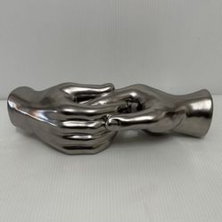 Holding Hands Silver-Finish Ceramic Decor