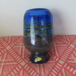 Jablonski Crystal bowl jar  Poland Art Glass Rare blown glass signed