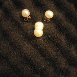 Real Saltwater Pearl Doublet And Earing Pair