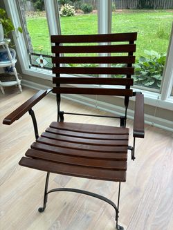 Wrought iron and wood chair