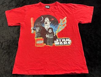 Boy Large Vintage Y2K 2005 Lego Star Wars Darth Vader Emperor Palpatine Tshirt