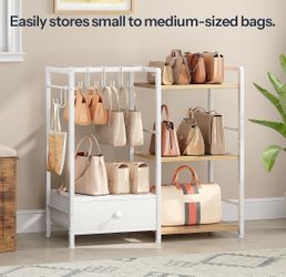 Bag Purse Organizer Rack for Closet, 3-Tier Handbag Storage Stand