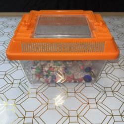 Rectangular Kritter Keeper Mini w/Orange Vented Lid - Pet Holding Habitat -7x4x5