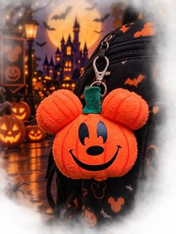 Mickey Mouse Pumpkin Plush Keychain Clip