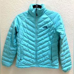 The North Face Goose Down 550 Light Blue Teal Puffer Jacket Coat XS