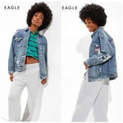 AE '90s Boyfriend Oversized Patchwork Denim Jacket