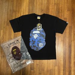 Black Bape Tee With Blue Camo Print 