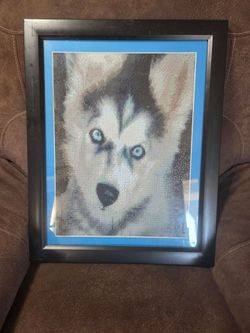 Finished Diamond Painting Siberian Husky puppy