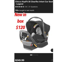 New in box  Chicco KeyFit 35 ClearTex 35 lbs Extended Use Infant Car Seat -  (Black), $120 firm cash only pick up East Palmdale address will be provid