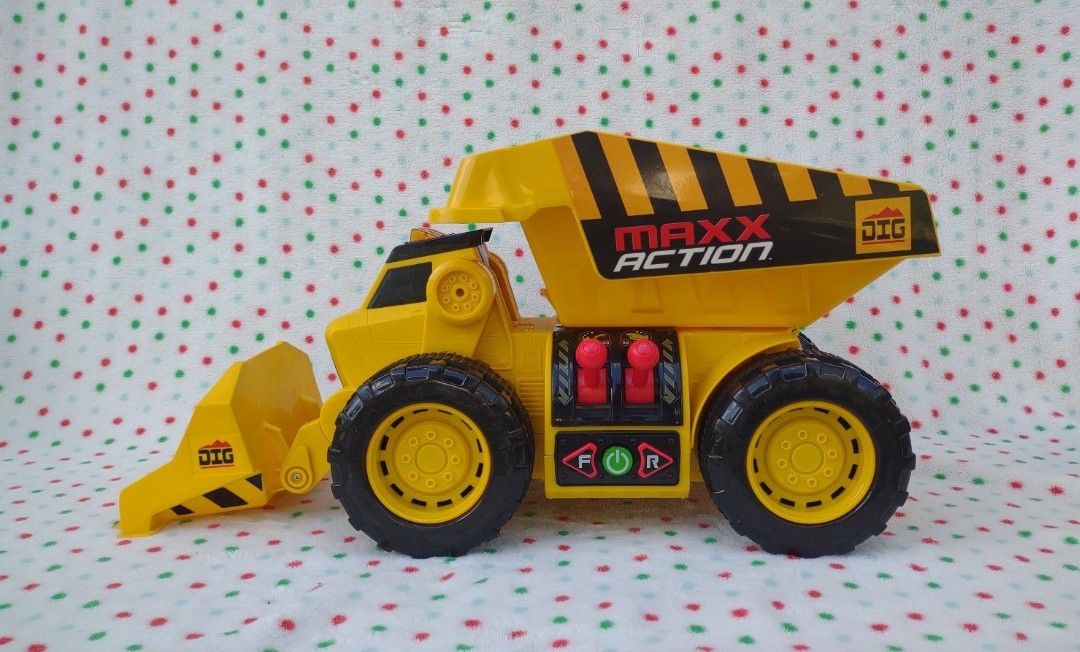 Maxx Action 2-N-1 Dig Rig Dump Truck and Front End Loader Toy Vehicle -