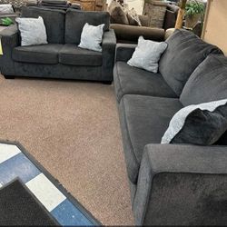 Slate Gray Living Room Set/ Sofa & Loveseat/ Fast Delivery 