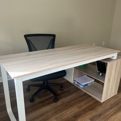 New Desk. 5 Feet By 3 Feet And Black Chair