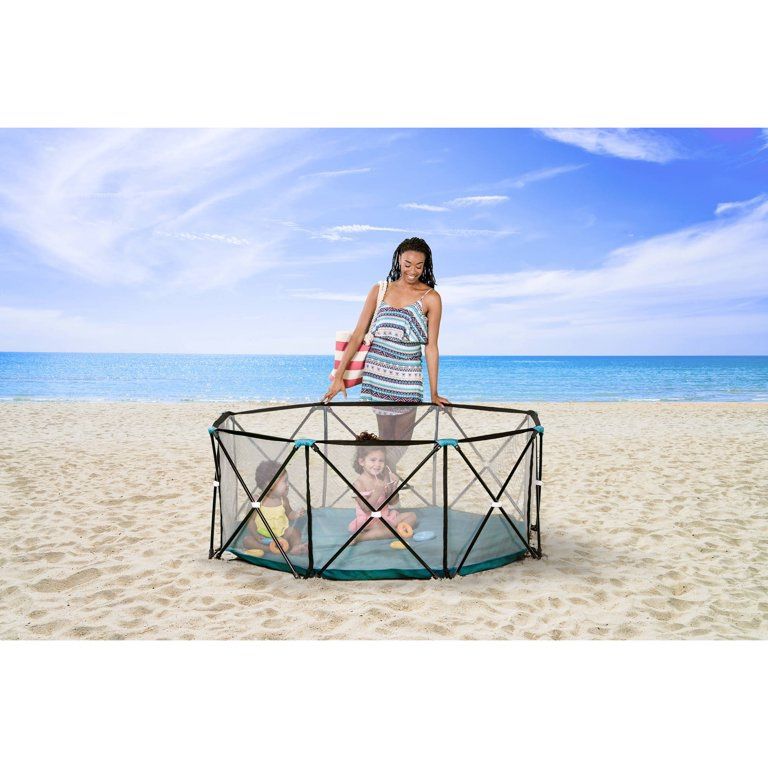 Regalo My Play® Portable Play Yard Indoor and Outdoor, Teal, 8-Panel Blue - 62" x 26"