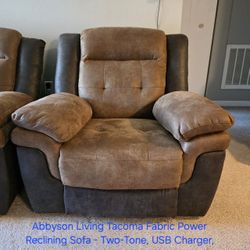 Abbyson Living Tacoma Fabric Power Reclining Sofa - Single Seat