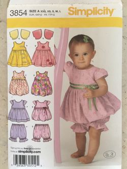 Simplicity 3854 Size A Baby Dress Pattern, Cut