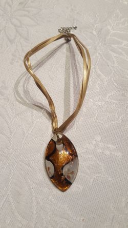 Hand Painted Glass Necklace