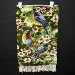 Persian Pictorial Rug Hand Knotted Birds 24”x16” 60X40cm 224KPSI w/Rug Hangers