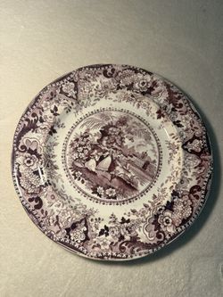 Antique Purple Mulberry Transfer ware Plate 